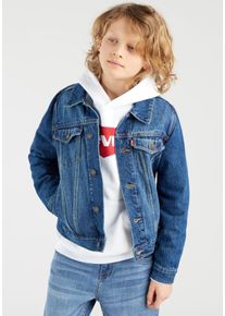 Jeansjacke LEVI'S KIDS "TRUCKER JACKET", Jungen, Gr. 8/128 (134), blau (blau used), Denim/Jeans, Obermaterial: 100% Baumwolle, Basic schmal, 1-Knopf-Manschette, Jacken Jeansjacke, for BOYS