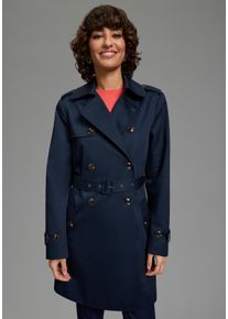 Trenchcoat Laura Scott, Damen, Gr. 46, navy, Web, Obermaterial: 68% Baumwolle, 32% Polyester. Futter: 100% Polyester, normal, mit Riegel, M&auml;ntel Trenchcoat, aus Baumwolle und Polyester, unifarben mit Piping-Applikationen