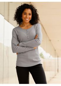 Langarmshirt Classic Basics "Langarm-Shirt", Damen, Gr. 44, grau, 95% Baumwolle, 5% Elasthan, unifarben, Shirts Langarmshirt