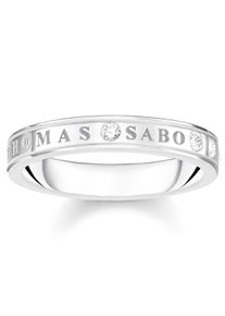 Fingerring Thomas Sabo "mit wei&szlig;en Steinen, TR2253-051-14-52,54,56,58" Gr. 56, silber (silberfarben, kristallwei&szlig;), Fingerringe, Damen, 56, Silber 925 (recycelt), 3,4mm, Fingerring, mit Zirkonia (synth.)
