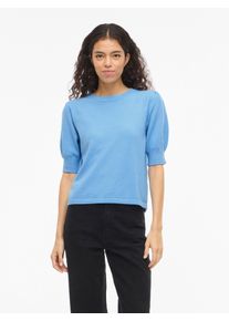 Strickpullover Vila "VIRIL 2/4 SLEEVE O-NECK KNIT TOP - NOOS", Damen, Gr. XS, all aboard detail:schwarz melange, Strick, Obermaterial: 50% Viskose, 28% Polyester, 22% Nylon, meliert, regular fit normal, Rundhals, Rippstrickb&uuml;ndchen, Pullover Strickpullover