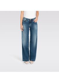 Stretch-Jeans MAC "RICH PALAZZO", Damen, Gr. 44, L&auml;nge 30, navy heavy wash, Denim/Jeans, Obermaterial: 90% Baumwolle, 8% Polyester, 2% Elasthan, weit lang, Jeans Stretch-Jeans, Naht-Details an den Ges&auml;&szlig;taschen