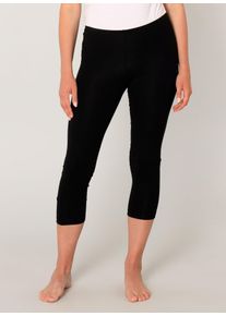 Caprileggings Base Level "Ycarus", Damen, Gr. 46, N-Gr, schwarz, Jersey, Obermaterial: 94% Viskose, 6% Elasthan, unifarben, Basic, figurbetont ca. Mitte Wade, Hosen Caprileggings, In weicher Viskose-Mischqualit&auml;t