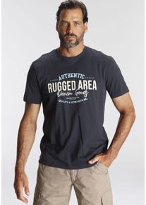 MAN'S WORLD T-Shirt MAN'S WORLD, Herren, Gr. 3XL (64/66), blau (dunkelblau), Single Jersey, Obermaterial: 100% Baumwolle, bedruckt, regular fit, Rundhals, Shirts T-Shirt, Kurzarm, Regular Fit, mit Print, Rundhalsausschnitt