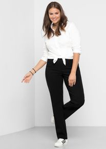 Webhose sheego, Damen, Gr. 46, Normalgr&ouml;&szlig;en, schwarz, 70% Viskose, 25% Polyamid, 5% Elasthan, unifarben, Hosen Webhose