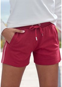 H.I.S. Shorts H.I.S, Damen, Gr. 44/46, N-Gr, rot, Interlock, Obermaterial: 60% Baumwolle, 40% Polyester, unifarben, Basic, bequem kurz, Hosen Shorts, mit seitlichen Streifen, Loungewear, Topseller