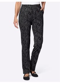 Schlupfhose, Damen, Gr. 46, Normalgr&ouml;&szlig;en, beige (schwarz, sand, bedruckt), 100% Baumwolle, gebl&uuml;mt, gemustert, Hosen Schlupfhose