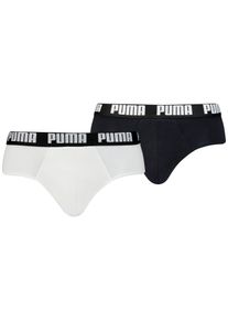 Slip Puma "MEN EVERYDAY BRIEFS 2P", Herren, Gr. L, wei&szlig; (wei&szlig;, schwarz), Obermaterial: 95% Baumwolle, 5% Elasthan, unifarben, k&ouml;rpernah, Unterhosen Slip, ohne Eingriff, Logobund