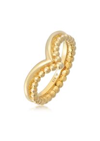 Silberring Elli "Ring Kugel Design V-Form Stacking 925 Silber" Gr. 54, gold, Fingerringe, Damen, 54, Silber 925 (Sterlingsilber), Silberring