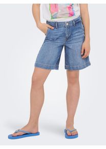 Jeansshorts KIDS Only "KOGCOMET WIDE LONG SHORTS DNM DIA NOOS", Jungen, Gr. 134, N-Gr, blau (light blau denim), Denim/Jeans, Obermaterial: 100% Baumwolle, unifarben, relaxed fit knielang, Jeans Jeansshorts