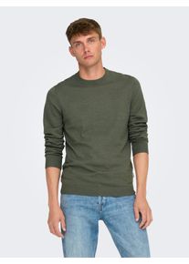 Only & Sons Strickpullover ONLY & SONS "ONSLOUI REG 12 MEL CREW KNIT NOOS", Herren, Gr. XXL, grau (castor gray detail:melange), Strick, Obermaterial: 60% Baumwolle, 20% Nylon, 20% Viskose, meliert, regular fit h&uuml;ftlang, Rundhals, Rippb&uuml;ndchen, Pullover Strickpullover