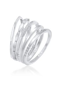 Ring-Set Elli "Ring Stapelringe Stacking Bandringe 5er Set 925 Silber" Gr. 52, silber, Fingerringe, Damen, 52, ohne Stein, Silber 925 (Sterlingsilber), 2mm, Ring-Set