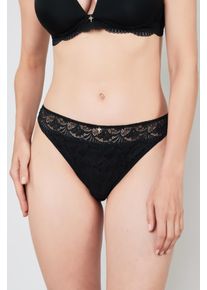 JOOP! Tanga JOOP "Beautiful", Damen, Gr. 36, schwarz, Single Jersey, Obermaterial: 85% Polyamid, 15% Elasthan, unifarben, k&ouml;rpernah, Unterhosen Tanga, florale Spitze, Stretch-Bund, elastisch