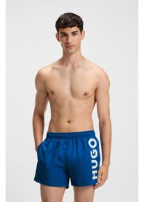 Badeshorts HUGO UNDERWEAR "ABAS", Herren, Gr. XL (54), N-Gr, blau (bright blau 432), Microfaser, Polyester, kontrastfarbene Details, unifarben, Badehosen Badeshorts, seitlich mit gro&szlig;em HUGO Logo-Print