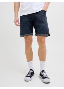Jack & Jones Shorts JACK & JONES "JJIRICK JJICON SHORTS GE 604 I.K SN", Herren, Gr. M, N-Gr, blau (blau denim), Web, Obermaterial: 48% Baumwolle, 26% Viskose, 25% Polyester, 1% Elasthan, unifarben, regular fit knielang, Hosen Shorts