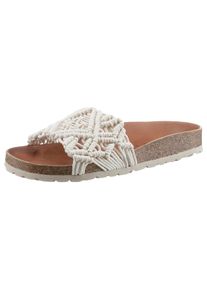 Pantoffel VERBENAS "Raga Knots Digital", Damen, Gr. 41, beige (creme), Textil, geflochten, Schuhe Pantoffel, Sommerschuh, Pool Slides, Flat in geh&auml;keltem Look