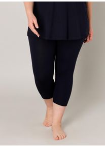 Caprileggings Base Level Curvy "Audrey", Damen, Gr. 46, N-Gr, blau (navy dunkelblau), Jersey, Obermaterial: 94% Viskose, 6% Elasthan, unifarben, Basic, figurbetont kniebedeckend, Hosen Caprileggings