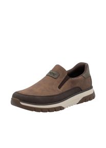 Slip-On Sneaker Rieker, Damen, Gr. 44, braun (braun, dunkelbraun), Nubuklederimitat, unifarben mit Farbeinsatz, Schuhe Slip-On Sneaker, Slipper, Schlupfschuh, Halbschuh mit weicher MemoSoft-Innensohle