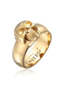 Siegelring Kuzzoi "Ring Herren Siegelring Totenkopf 925er Silber" Gr. 66, gold, Fingerringe, Herren, 66, ohne Stein, Silber 925 (Sterlingsilber), 10mm, Siegelring