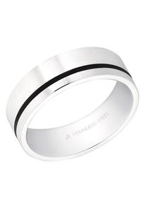 Fingerring Amor "Uni Chic" Gr. 62, schwarz (silbefarben, schwarz), Fingerringe, Damen, 62, Edelstahl, 6mm, Fingerring