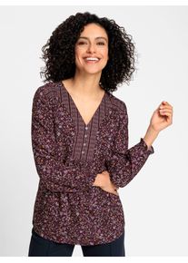 Longbluse Inspirationen, Damen, Gr. 38, bunt (burgund, mauve, bedruckt), 100% Viskose, gemustert, mehrfarbig, V-Ausschnitt, Blusen Longbluse