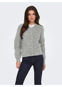 Jacqueline de Yong Strickjacke JDY "JDYLUMI LIFE L/S BUTTON CARDIGA KNT NOOS", Damen, Gr. S, grau (medium grau melange), Strick, Obermaterial: 52% Polyester, 41% Polyacryl, 4% Wolle, 3% Elasthan, unifarben, regular fit normal, Rundhals, Strickjacken Strickjacke