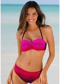 B&uuml;gel-Bandeau-Bikini Lascana, Damen, Gr. 36, Cup C, rot, Polyamid, Farbverlauf, bedruckt, Bikini-Sets B&uuml;gel-Bandeau-Bikini, mit Farbverlauf