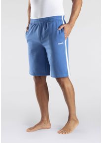 Sweatshorts BENCH. LOUNGEWEAR "kurze Relaxshort, Jogginghose", Herren, Gr. S (44/46), N-Gr, blau, angeraute Sweatware, Obermaterial: 60% Baumwolle, 40% Polyester, unifarben mit Farbeinsatz, Basic, l&auml;ssig geschnitten kurz, Hosen Sweatshorts, weicher Sweat-Qualit&auml;t