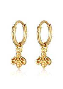 Paar Creolen Elli "Ohrringe Creolen Biene Tier Anh&auml;nger 925 Silber" Gr. 18, gold, Ohrringe, Damen, ohne Stein, Silber 925 (Sterlingsilber), Paar Creolen