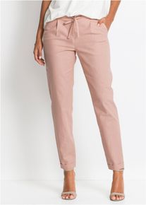 Leinenhose bonprix "Leinenhose", Damen, Gr. 44, N-Gr, rosa (vintagerosa), Obermaterial: 55% Leinen, 45% Baumwolle, regular fit, Hosen Leinenhose, aus Leinen und Baumwolle, Regular Fit, mit elastischem Gummibund