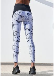active by Lascana Leggings LASCANA ACTIVE "White Marble", Damen, Gr. 44/46, N-Gr, gelb (wei&szlig;, schwarz, gemustert, neongelb), Obermaterial: 85% Polyester, 15% Elasthan, gemustert, kontrastfarbene Details, figurbetont lang, Hosen Leggings, im Marmor-Muster mit Seitenstreifen, Topseller