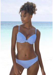 B&uuml;gel-Bikini s.Oliver, Damen, Gr. 40, Cup B, blau (hellblau, wei&szlig;), Recycling-Polyamid, gestreift, Bikini-Sets B&uuml;gel-Bikini, in Knoten-Optik, Topseller