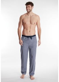 Pyjamahose Tom Tailor "Dakota", Herren, Gr. 56 (XXL), N-Gr, blau (blau, mittel, karo), Popeline, Obermaterial: 100% Baumwolle, kariert, Basic lang, Hosen Pyjamahose, Bindeband, Seitentaschen, locker, bequem, atmungsaktiv