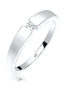 Verlobungsring Elli DIAMONDS "Ring Klassisch Bandring Diamant 0.06 ct. 925 Silber" Gr. 52, wei&szlig;, Fingerringe, Damen, 52, Silber 925 (Sterlingsilber), Verlobungsring