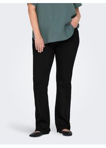 High-waist-Jeans Only CARMAKOMA "CARWILLY HW FLARED PIM2343 DNM", Damen, Gr. 46, L&auml;nge 32, schwarz denim, Denim/Jeans, Obermaterial: 92% Baumwolle, 6% Elastomultiester, 2% Elasthan, unifarben, Jeans High-waist-Jeans
