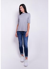 Stehkragenshirt Seidel Moden, Damen, Gr. 36, grau, Jersey, Obermaterial: 95% Viskose, 5% Elasthan, figurumspielend h&uuml;ftlang, Rundhals, abgesteppte Kante, Shirts Stehkragenshirt, im h&uuml;ftlangen Schnitt, MADE IN GERMANY