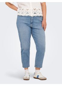 High-waist-Jeans Only CARMAKOMA "CAREMILY STRETCH HW STR ANK DNM CRO1 NOOS", Damen, Gr. 46, L&auml;nge 32, blau (light blau denim), Denim/Jeans, Obermaterial: 99% Baumwolle, 1% Elasthan, unifarben, Jeans High-waist-Jeans
