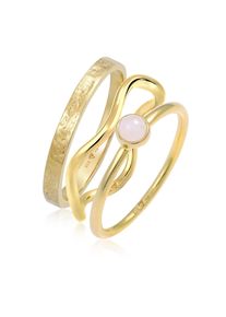 Ring-Set Elli Premium "Ring Solit&auml;r Rosa Quarz 3er Ring Set 925 Silber" Gr. 56, gold, Fingerringe, Damen, 56,mit Stein, Silber 925 (Sterlingsilber), Ring-Set