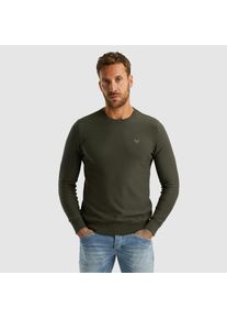PME-Legend Strickpullover PME LEGEND, Herren, Gr. L, grau (beluga), Strick, Obermaterial: 100% Baumwolle, unifarben, regular fit taillenbedeckt, Rundhals, Rippb&uuml;ndchen, Pullover Strickpullover, mit Logostickerei