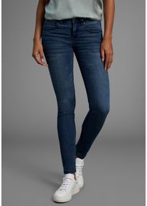 Skinny-fit-Jeans Arizona "Shaping", Damen, Gr. 84, K + L Gr, blau (dunkelblau use), Jeans, Obermaterial: 79% Baumwolle, 19% Polyester, 2% Elasthan, Basic, eng lang, Jeans Skinny-fit-Jeans, skinny Passform, normale Leibh&ouml;he, in Stretch-Qualit&auml;t, Used-Look, Topseller