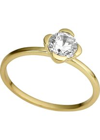 Fingerring Firetti "Schmuck Geschenk Gold 333 Damenring Goldring Solit&auml;r Blume" Gr. 19, gold (gelbgoldfarben, kristallwei&szlig;), Fingerringe, Damen, 19, Gelbgold 333, 1,5mm, Fingerring, mit Zirkonia (synth.)