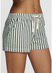 Pyjamashorts s.Oliver, Damen, Gr. 44/46, N-Gr, wei&szlig; (gr&uuml;n, wei&szlig;, gestreift), Single Jersey, Obermaterial: 50% Baumwolle, 50% Viskose, gestreift, Basic, Basic kurz, Hosen Pyjamashorts, mit sch&ouml;nem Allovermuster, Topseller