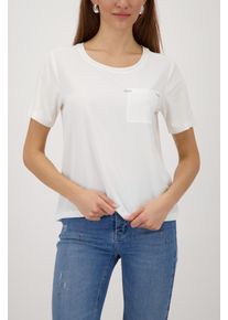 Schlupfbluse monari "Schluse Basic", Damen, Gr. 40, off, wei&szlig;, Web, Obermaterial: 92% Viskose, 8% Elasthan. R&uuml;ckenteil: 100% Polyester, unifarben, regular fit taillenbedeckt, Rundhals, eingesetzt abgesteppte Kante, Blusen Schlupfbluse, Regular fit mit Strasssteinen