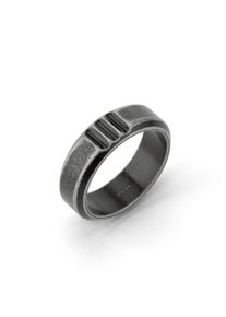 Fingerring Fynch-Hatton "Schmuck Geschenk Edelstahl Ring Curb Kerben" Gr. 64, braun (antikfarben), Fingerringe, Herren, 64, Edelstahl, 7mm, Fingerring