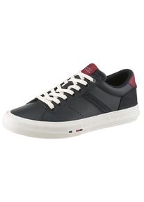 Sneaker Tommy Hilfiger "TH HI VULC LTH STREET", Herren, Gr. 44, dunkelblau, bordeaux, Nappaleder, Veloursleder, Schuhe Sneaker, Freizeitschuh, Halbschuh, Schn&uuml;rer mit weich gepolstertem Schaftrand
