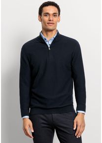 Troyer OLYMP "OLYMP Strick Casual", Damen, Gr. XL, blau (marine), Strick, Obermaterial: 100% Baumwolle, regular fit, Rippb&uuml;ndchen, Pullover Troyer, mit modischer Struktur