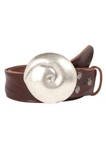 Lederg&uuml;rtel RETTUNGSRING G&Uuml;RTEL, Damen, Gr. 85, braun (dunkelbraun), Leder, unifarben, G&uuml;rtel Lederg&uuml;rtel, mit austauschbarer Schlie&szlig;e &raquo;Muschel Rund Silber&laquo;