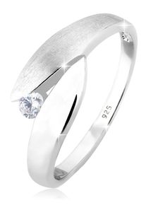 Silberring Elli "Ring Solit&auml;r Wickelring Zirkonia 925 Silber" Gr. 58, wei&szlig;, Fingerringe, Damen, 58, Silber 925 (Sterlingsilber), Silberring
