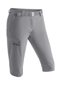 Caprihose Maier Sports "Inara slim 3/4", Damen, Gr. 46, Normalgr&ouml;&szlig;en, grau (hellgrau), 90% Polyamid, 10% Elasthan, Hosen Caprihose, Damen Wanderhose, atmungsaktive Outdoorhose, 3/4 Hose mit 3 Taschen