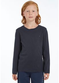 Langarmshirt Tommy Hilfiger "BOYS BASIC CN KNIT L/S", Jungen, Gr. 6/116, blau (dunkelblau), Obermaterial: 100% Baumwolle, Basic, Basic schmal, Rundhals, Shirts Langarmshirt, Kinder Kids Junior MiniMe,f&uuml;r Jungen